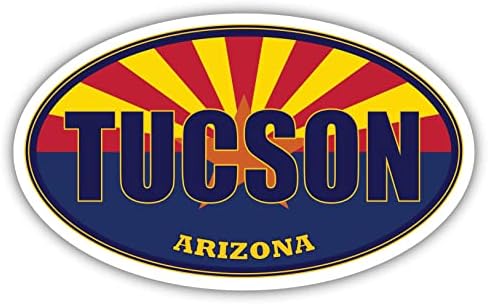 דגל מדינת טוסון סיטי אריזונה | דגל AZ דגל פימה מחוז סגלגל סגלגל צבעי פגוש מדבקה מכונית מדבקה 3x5 אינץ